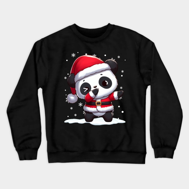 Panda Dabbibg Dab Funny Panda Bear Christmas Santa Claus Crewneck Sweatshirt by AE Desings Digital